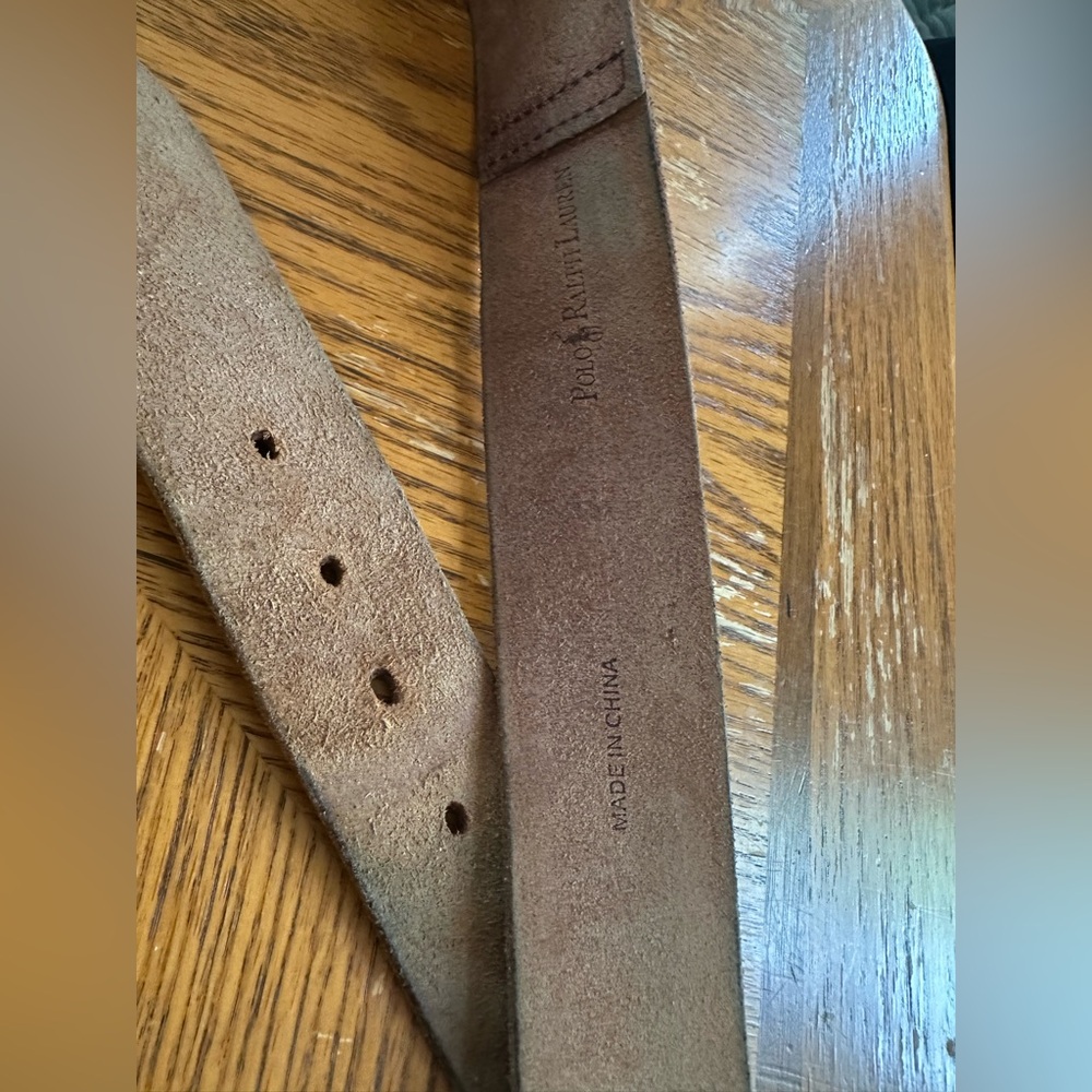 Vintage Polo Ralph Lauren brown leather belt men’s brass buckle size 59inch - Picture 5 of 12